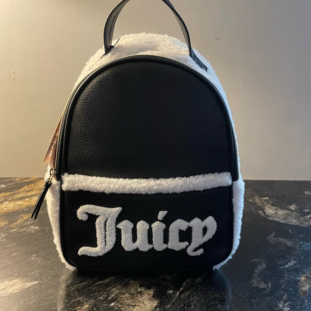 Juicy Couture Black Sherpa Flasback Backpack